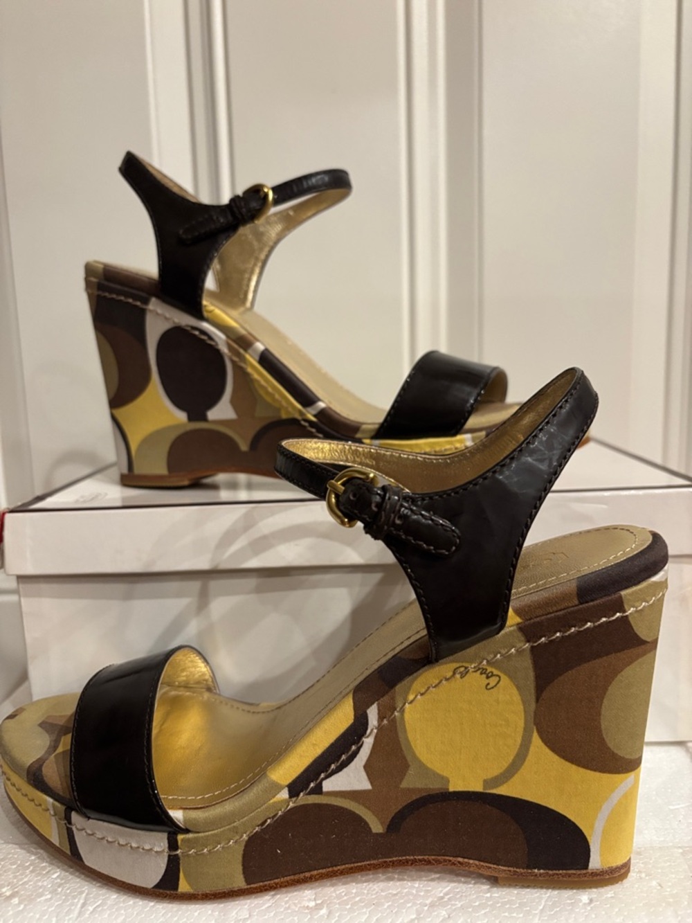 Coach Klara CHT/YELLOW Wedge Sandals